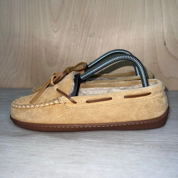 Minnetonka Pile Lined Hardsole Moccasin 3501W Tan Women's 7 - Picture 1 of 9